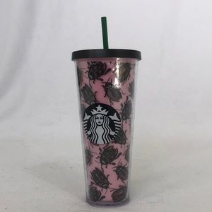 Rare Starbucks Venti Cold Cup Pink Beetle Bug 24 oz Tumbler